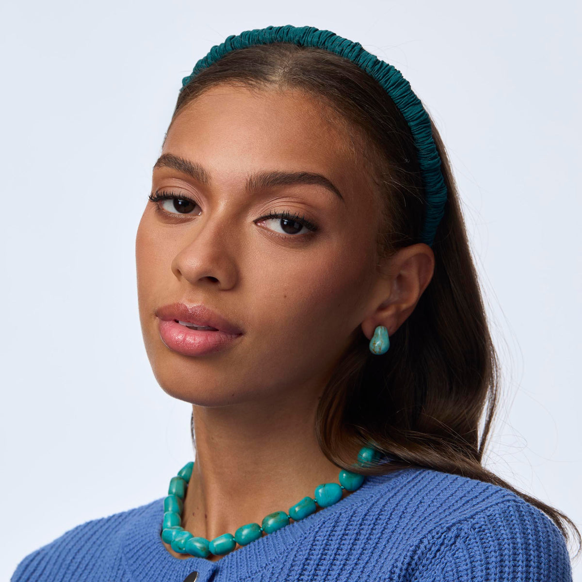 Lele Sadoughi HEADBANDS PEACOCK JESSIE CRINKLED SILK HEADBAND