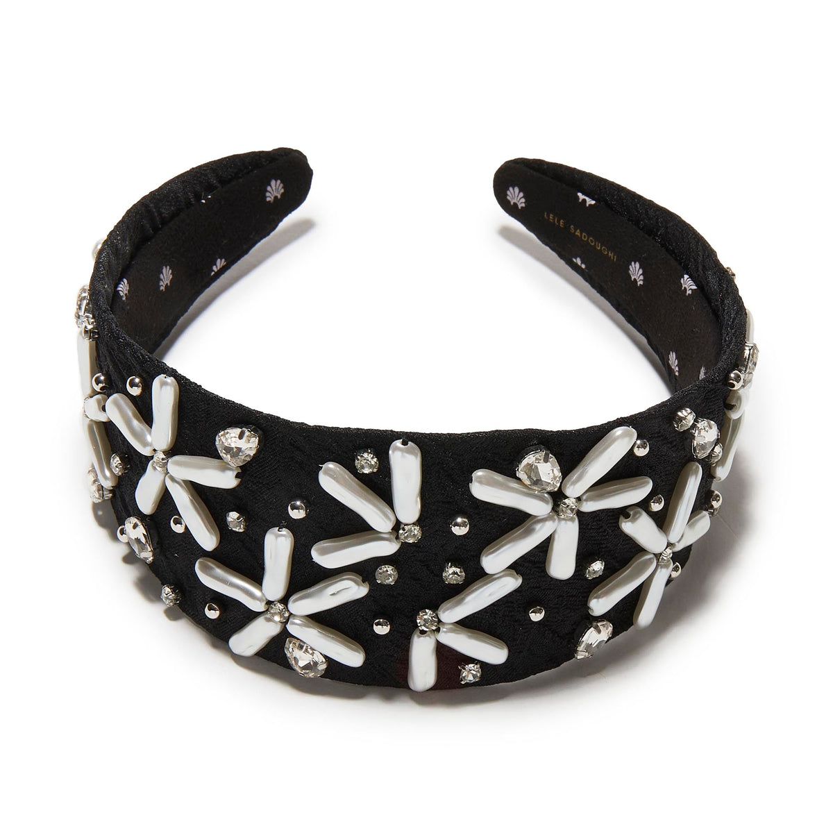 LELE SADOUGHI HEADBANDS PEARL JET BRIGITTE PEARL FLORAL BROCADE HEADBAND