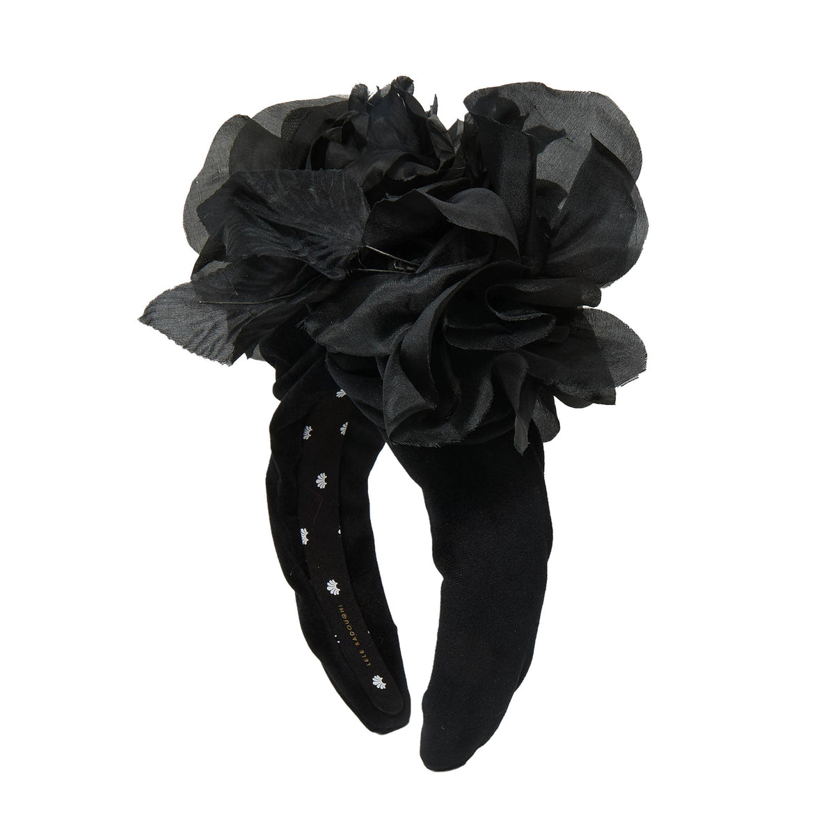 Lele Sadoughi HEADBANDS PEARL JET VELVET FLORAL CRAWFORD HEADBAND