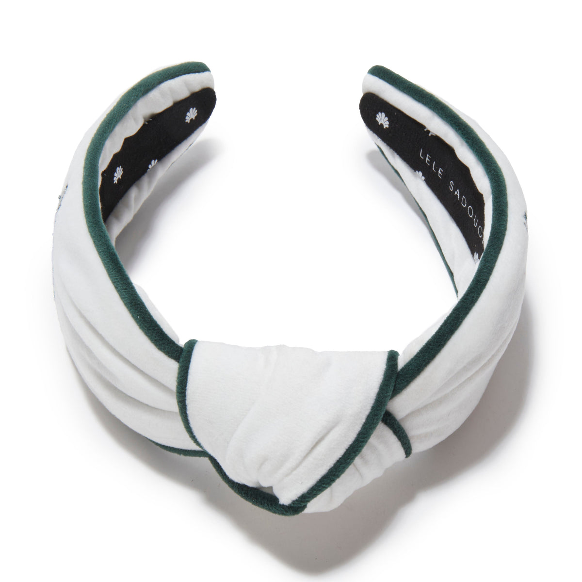 Lele Sadoughi HEADBANDS PHILADELPHIA EAGLES LELE X NFL IVORY EMBROIDERED KNOTTED HEADBAND