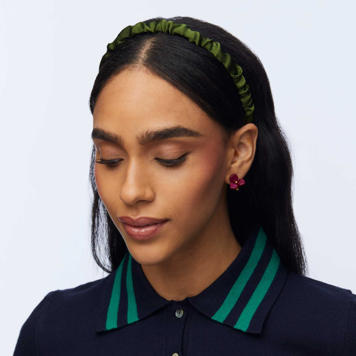 Lele Sadoughi HEADBANDS PINE GREEN JESSIE SILK HEADBAND