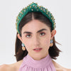 Lele Sadoughi HEADBANDS PINE GREEN SWAROVSKI TRESOR KNOTTED HEADBAND
