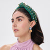 Lele Sadoughi HEADBANDS PINE GREEN SWAROVSKI TRESOR KNOTTED HEADBAND