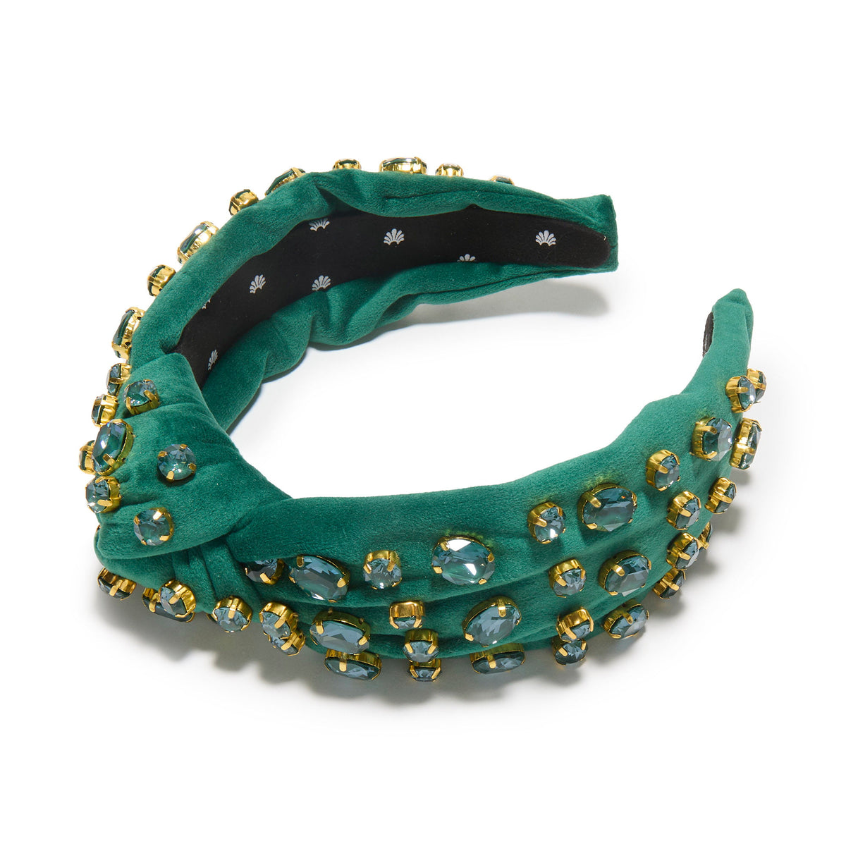 Lele Sadoughi HEADBANDS PINE GREEN SWAROVSKI TRESOR KNOTTED HEADBAND