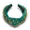 Lele Sadoughi HEADBANDS PINE GREEN SWAROVSKI TRESOR KNOTTED HEADBAND