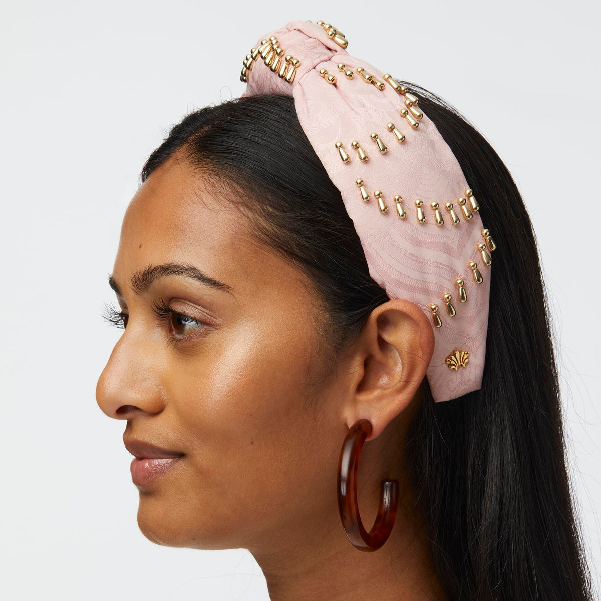 LELE SADOUGHI HEADBANDS PINK LEMONADE KNOTTED VENUS EMBELLISHED HEADBAND