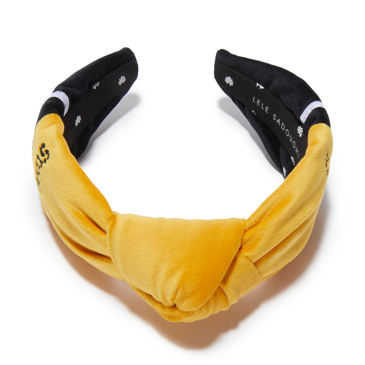 Lele Sadoughi HEADBANDS PITTSBURGH STEELERS LELE X NFL GOLD EMBROIDERED KNOTTED HEADBAND