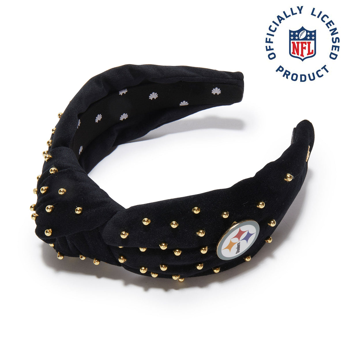 Lele Sadoughi HEADBANDS PITTSBURGH STEELERS LELE X NFL JET EMBELLISHED KNOTTED HEADBAND