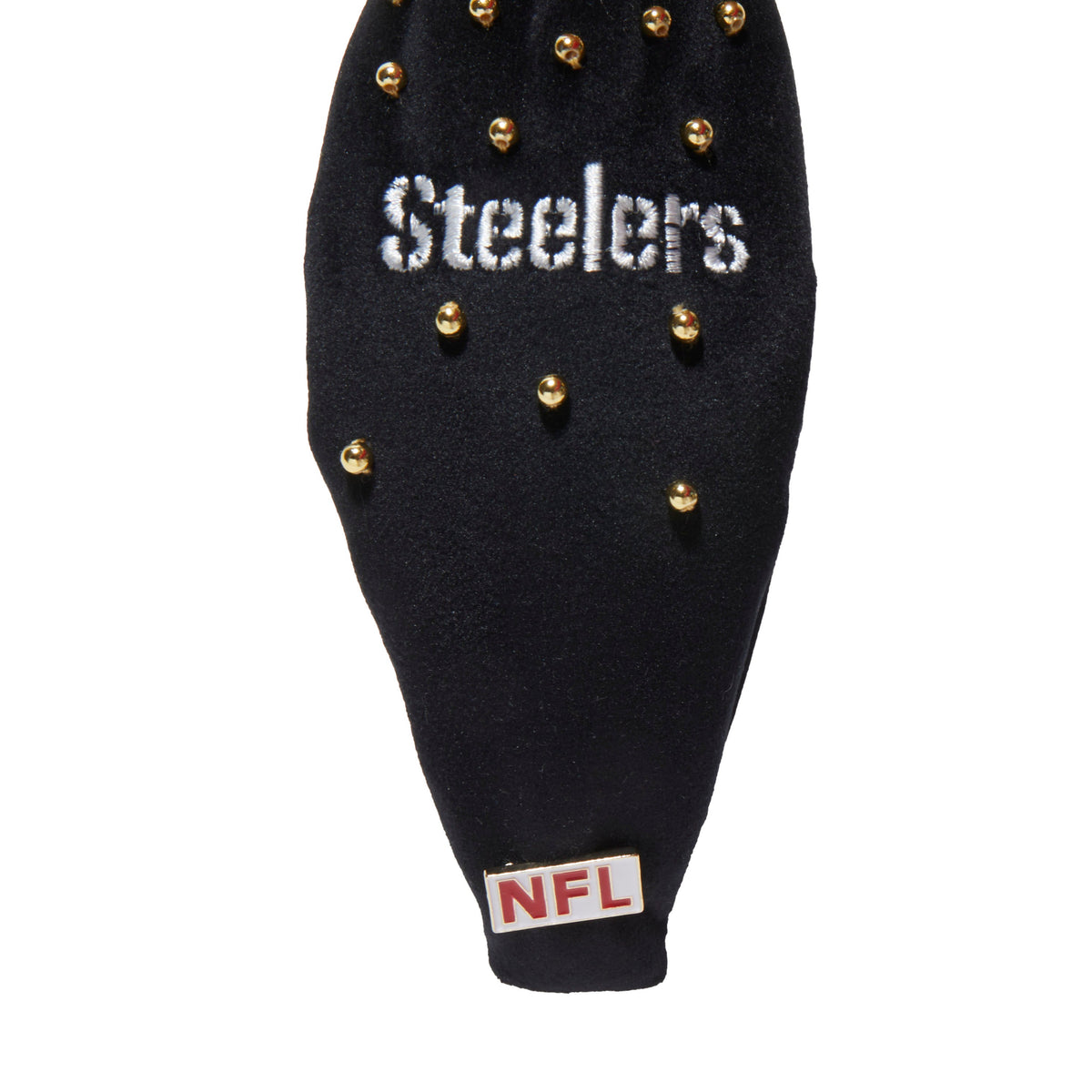 Lele Sadoughi HEADBANDS PITTSBURGH STEELERS LELE X NFL JET EMBELLISHED KNOTTED HEADBAND