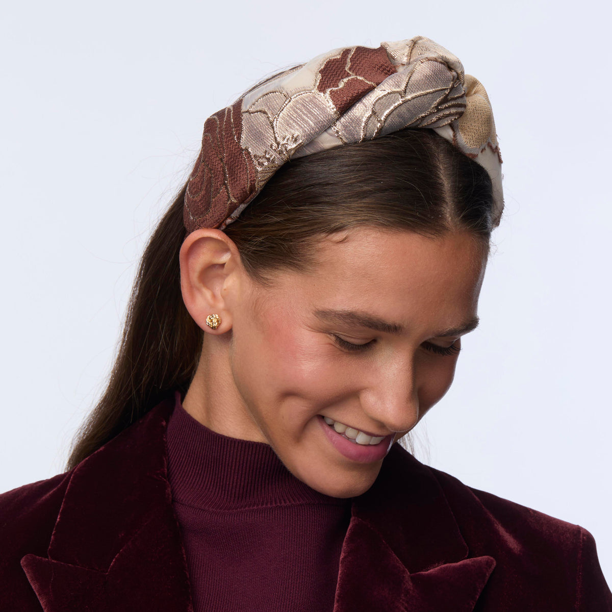 Lele Sadoughi HEADBANDS PLUM BLUSH GRETA FLORAL LACE HEADBAND