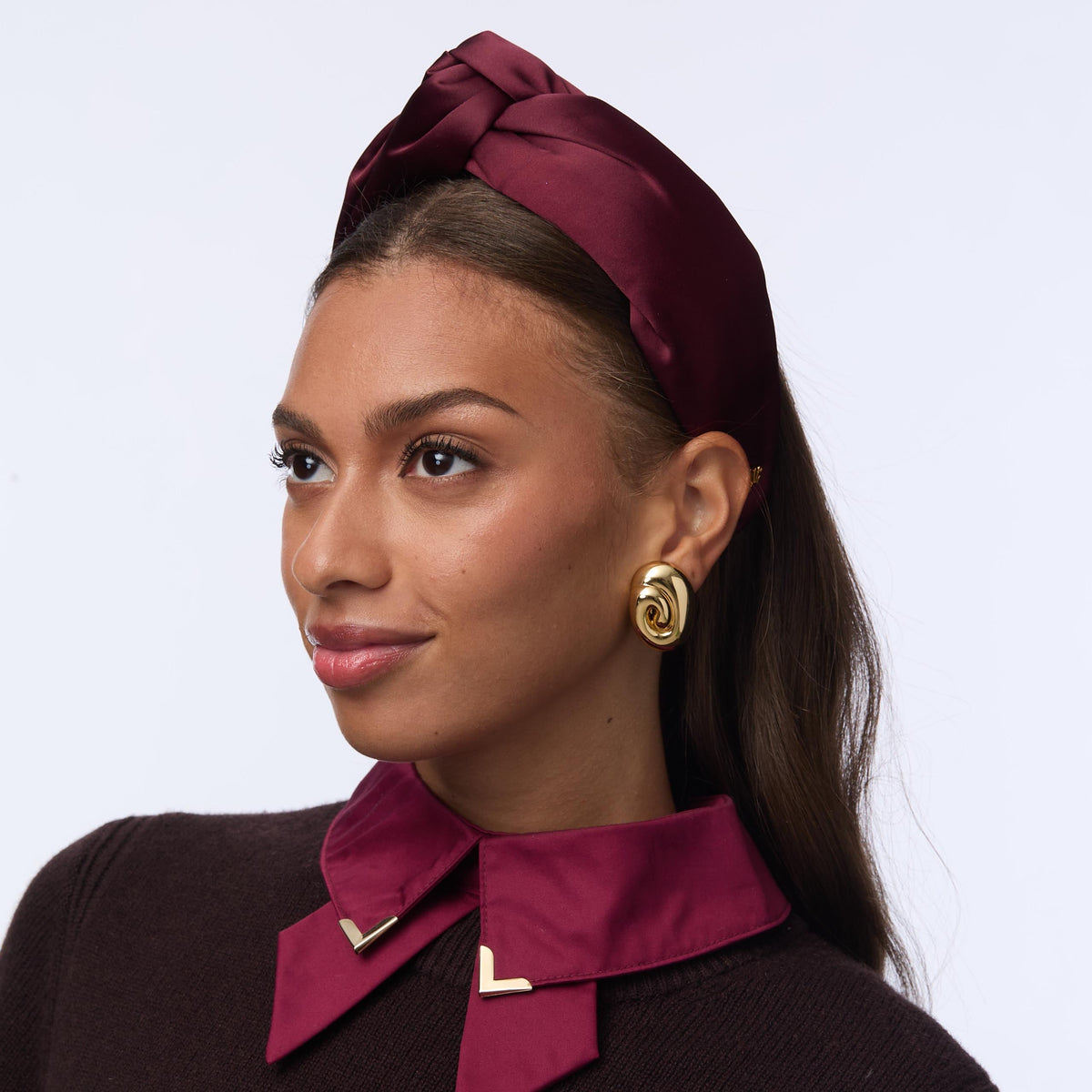 Lele Sadoughi HEADBANDS PLUM GRETA SILK HEADBAND