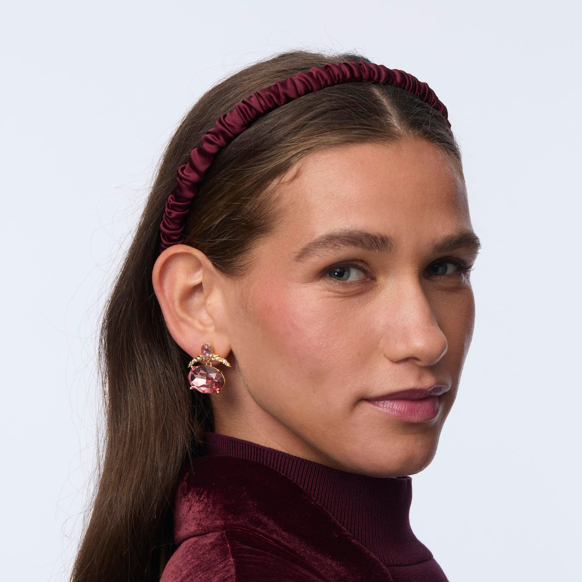 Lele Sadoughi HEADBANDS PLUM JESSIE SILK HEADBAND