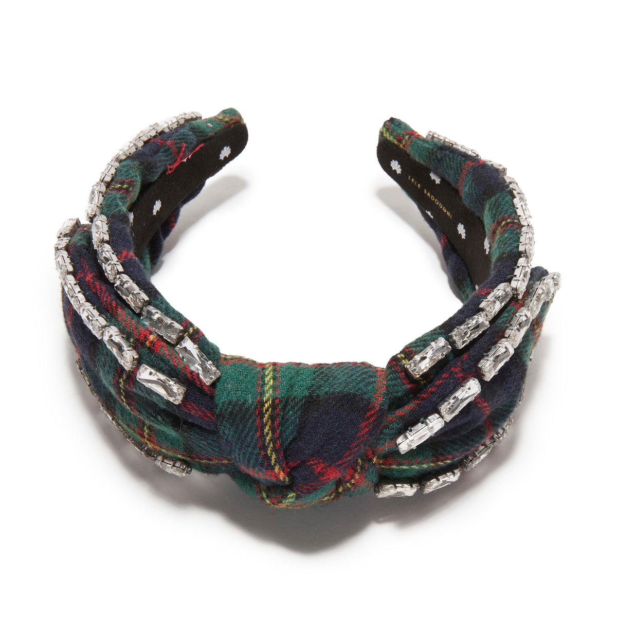 Lele Sadoughi HEADBANDS PRESENT PLAID VERONICA CRYSTAL EDGE HEADBAND
