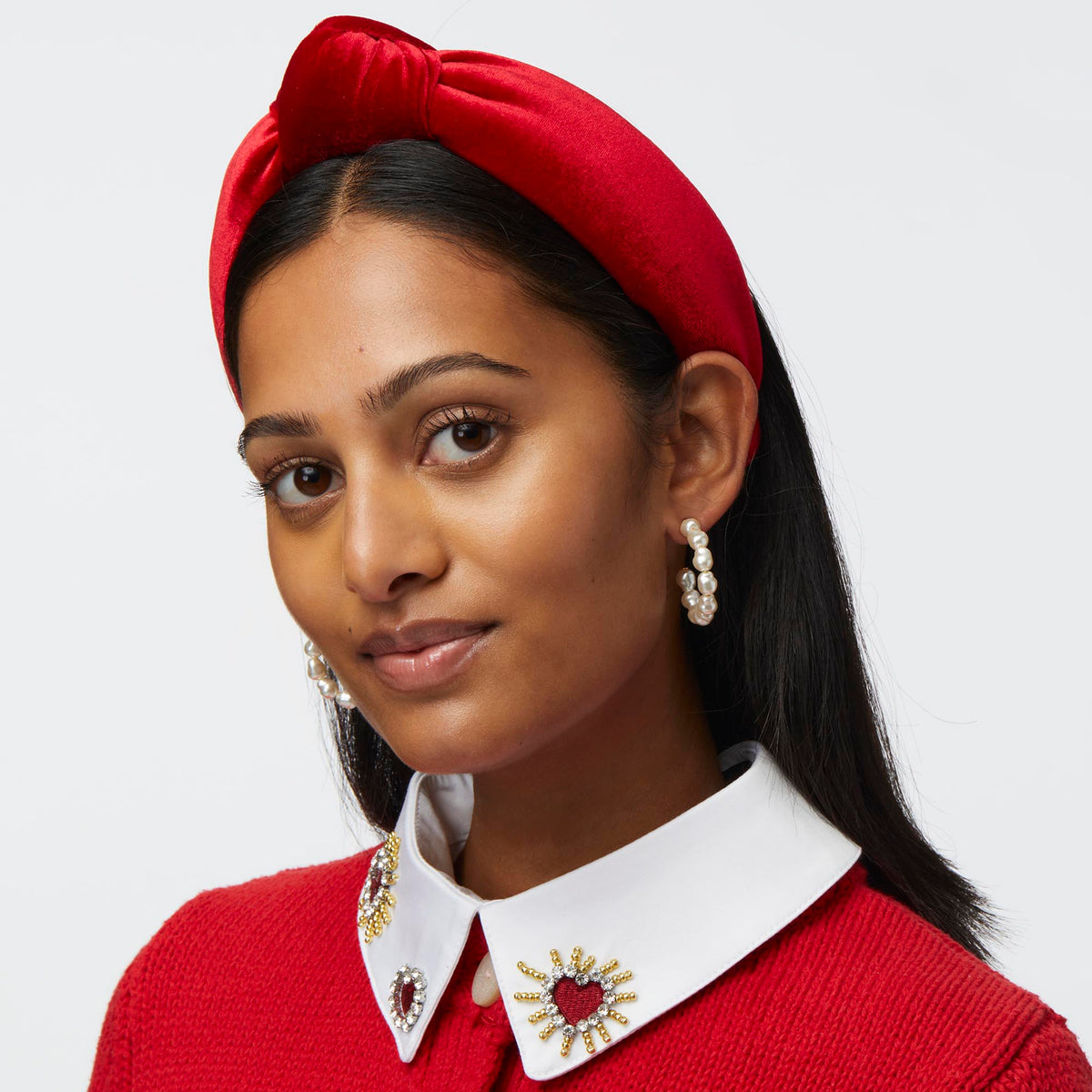 Lele Sadoughi HEADBANDS RED VELVET KNOTTED HEADBAND