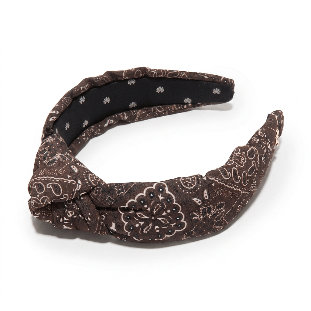 Lele Sadoughi HEADBANDS SADDLE BROWN KNOTTED BANDANA HEADBAND
