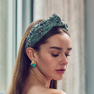 Lele Sadoughi HEADBANDS ONE SIZE SAGE KNOTTED TWINKLE CRYSTAL HEADBAND