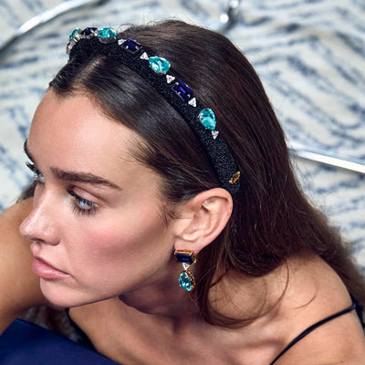 Lele Sadoughi HEADBANDS SAPPHIRE TURQUOISE GIGI SWAROVSKI CRYSTAL GEM HEADBAND