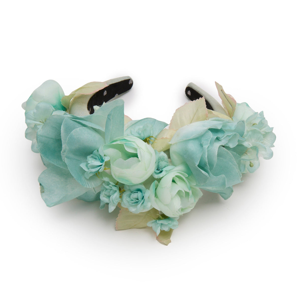 LELE SADOUGHI HEADBANDS SEA FOAM ROSE FLORAL BOUQUET HEADBAND