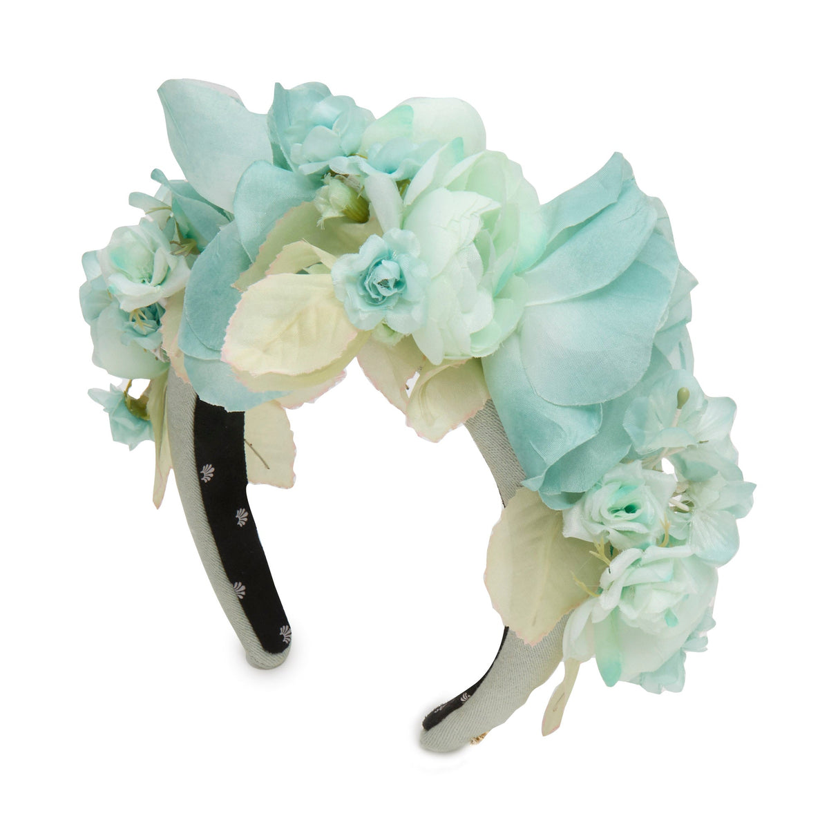 LELE SADOUGHI HEADBANDS SEA FOAM ROSE FLORAL BOUQUET HEADBAND