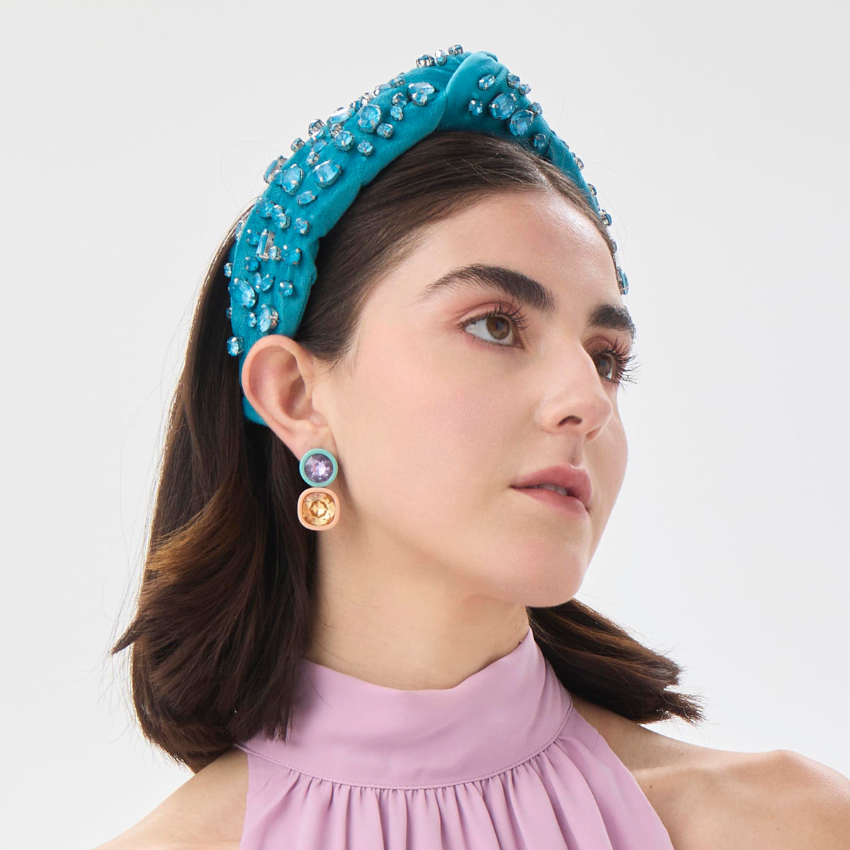 Lele Sadoughi HEADBANDS SEA GLASS SWAROVSKI® TRESOR KNOTTED HEADBAND