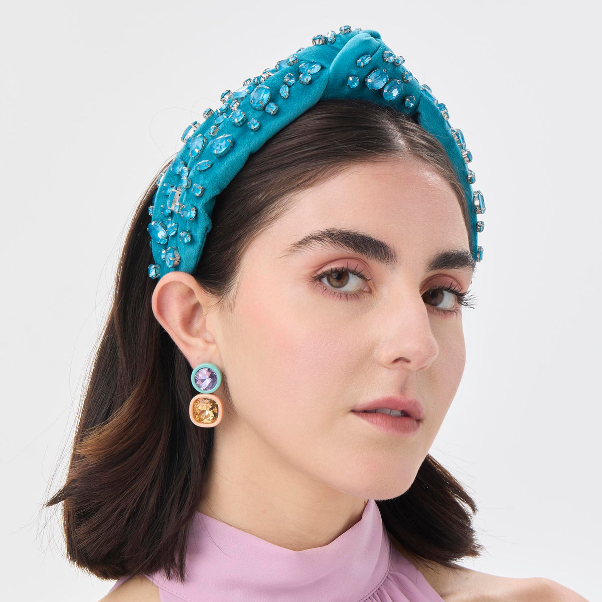 Lele Sadoughi HEADBANDS SEA GLASS SWAROVSKI® TRESOR KNOTTED HEADBAND