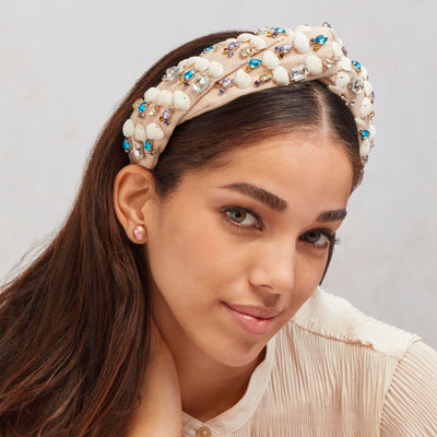 LELE SADOUGHI HEADBANDS SEA JEWEL MARLENE PEARL SHELL HEADBAND