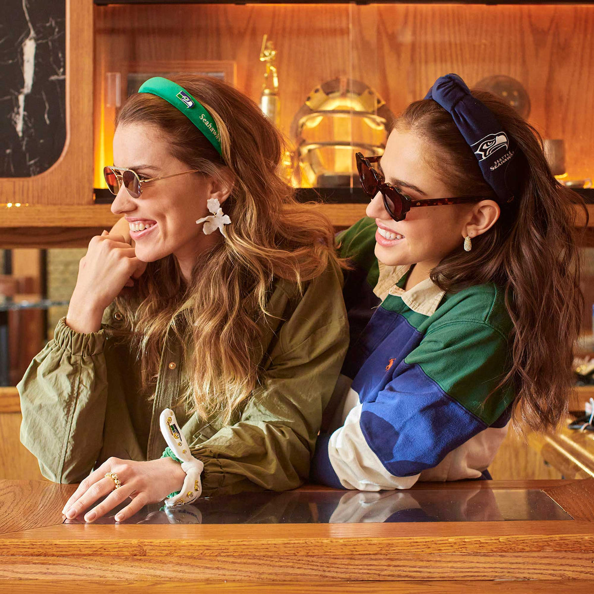 Lele Sadoughi HEADBANDS SEATTLE SEAHAWKS LELE X NFL NAVY EMBROIDERED KNOTTED HEADBAND *PRE-ORDER*