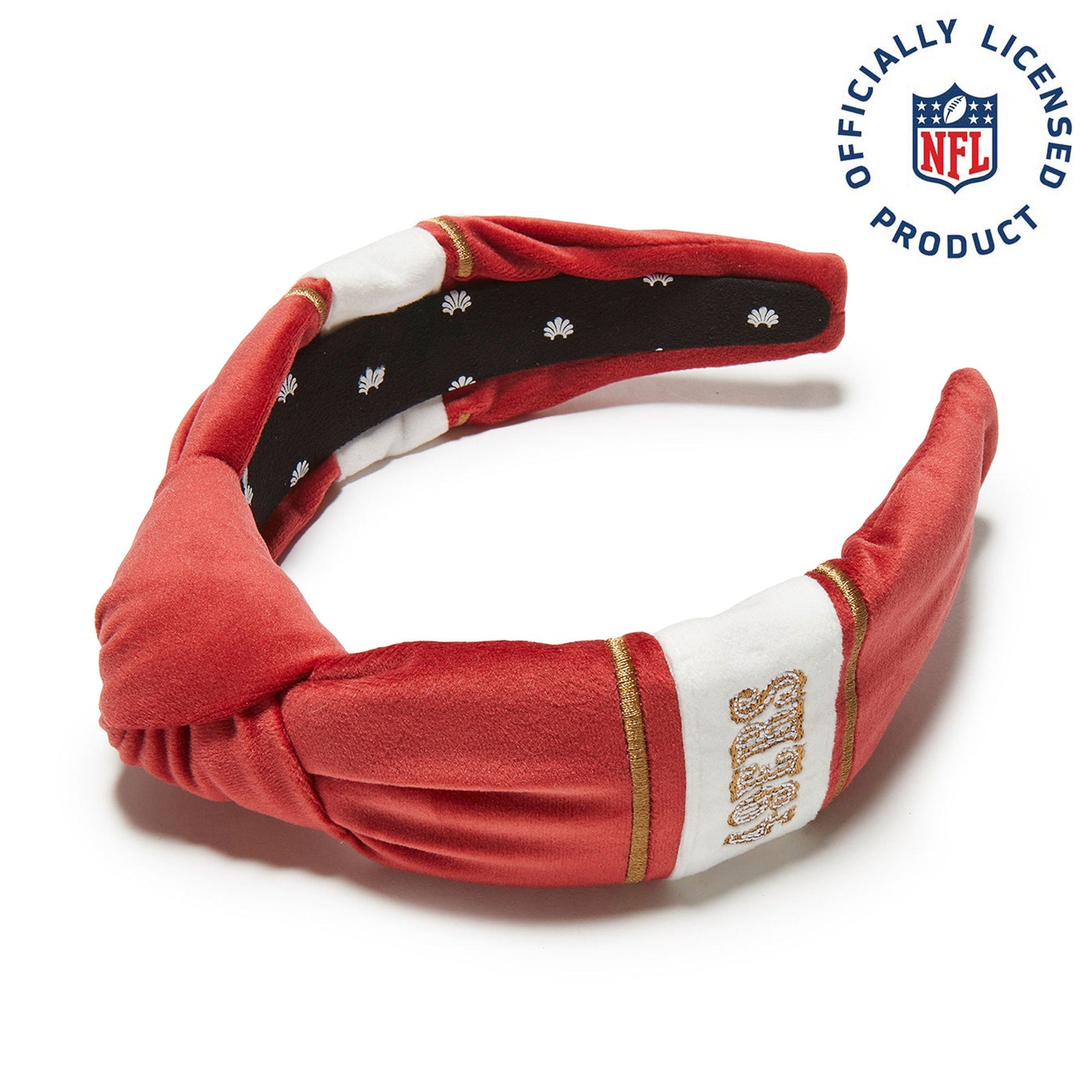 Lele Sadoughi HEADBANDS SF 49ERS EMBROIDERED LELE X NFL RED KNOTTED HEADBAND