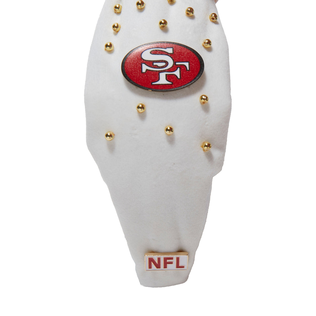 Lele Sadoughi HEADBANDS SF 49ERS LELE X NFL IVORY EMBELLISHED KNOTTED HEADBAND