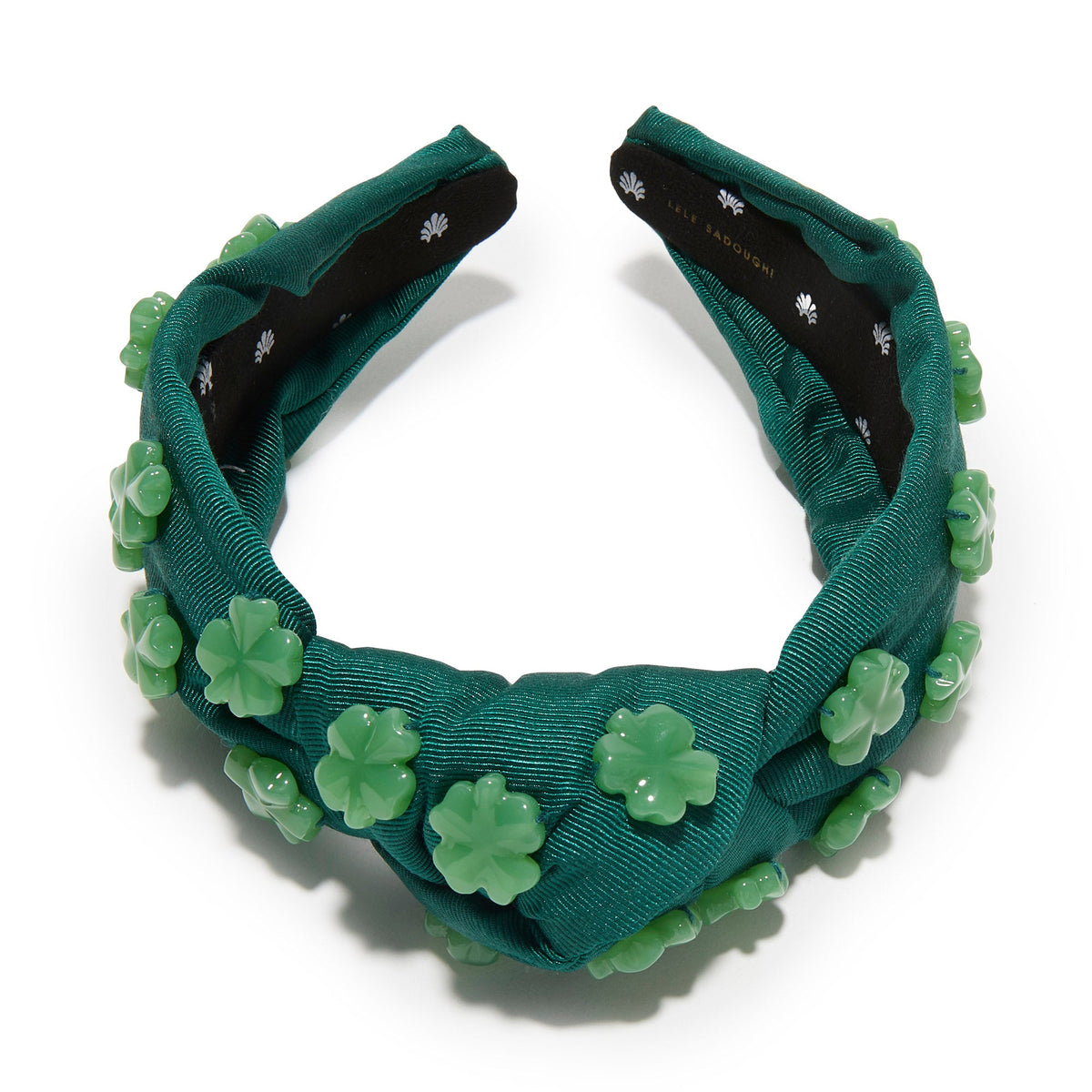 Lele Sadoughi HEADBANDS SHAMROCK GREEN KNOTTED LUCKY CLOVER HEADBAND