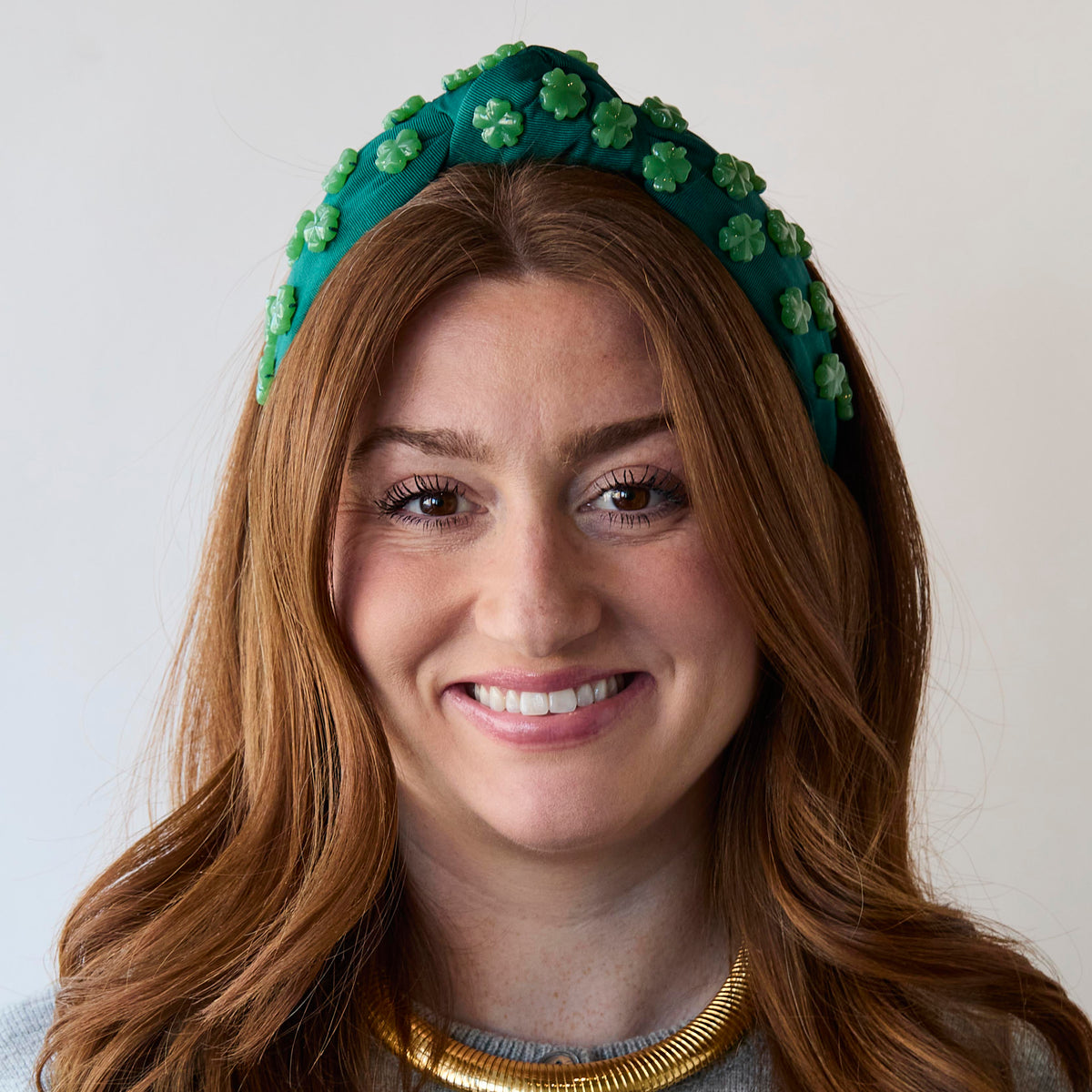 Lele Sadoughi HEADBANDS SHAMROCK GREEN KNOTTED LUCKY CLOVER HEADBAND