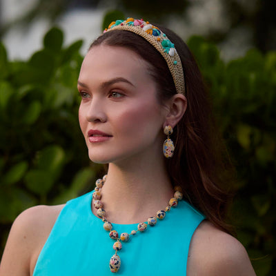 Lele Sadoughi NECKLACES CREAM TERRAZZO BAROQUE LARIAT NECKLACE