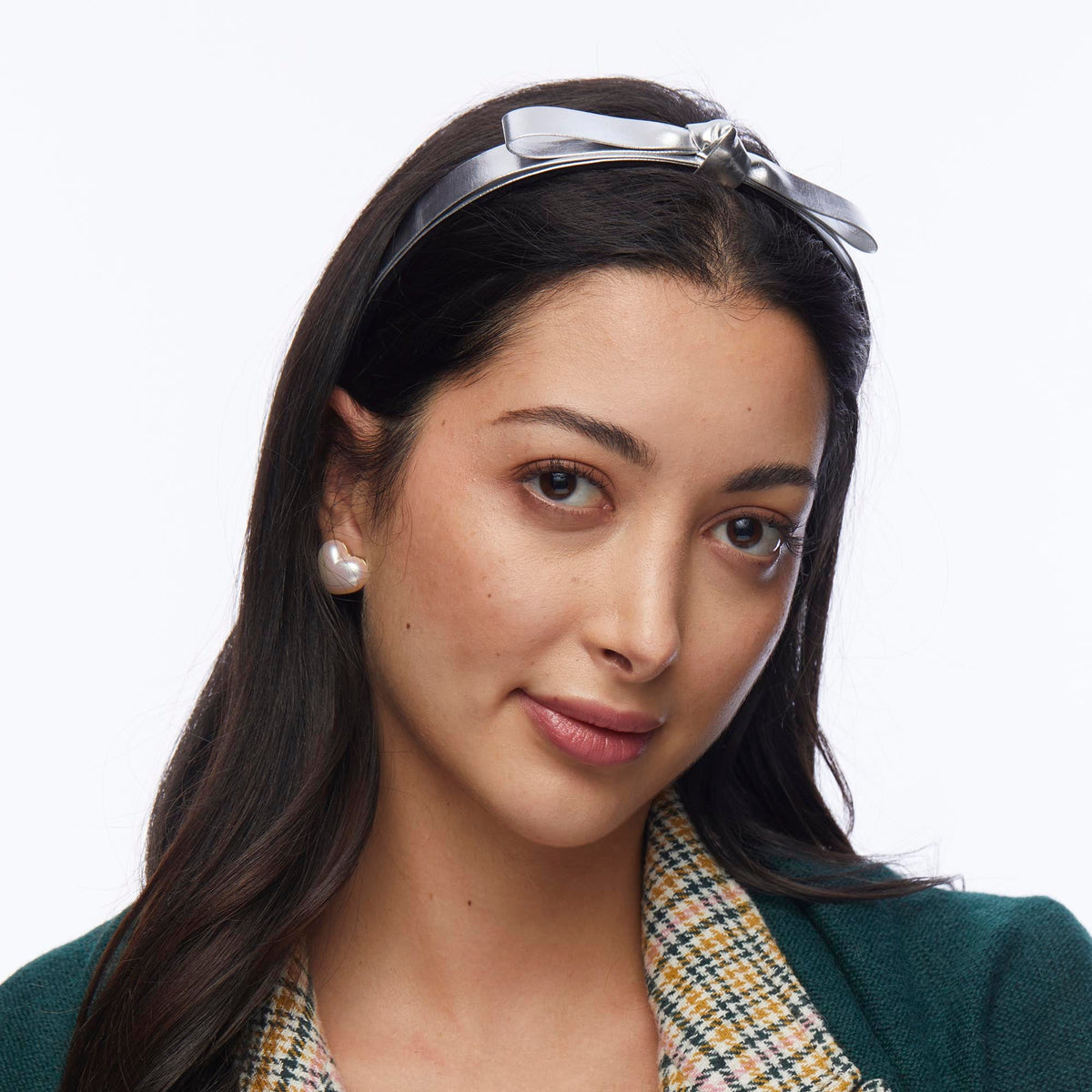 Lele Sadoughi HEADBANDS SILVER BARDOT FAUX LEATHER HEADBAND