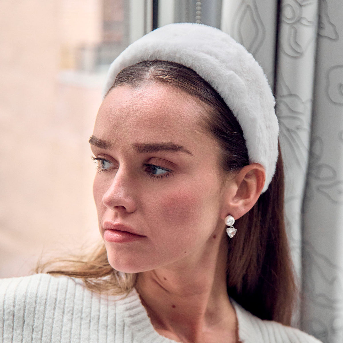 Lele Sadoughi HEADBANDS SNOW BRIGITTE FAUX FUR HEADBAND