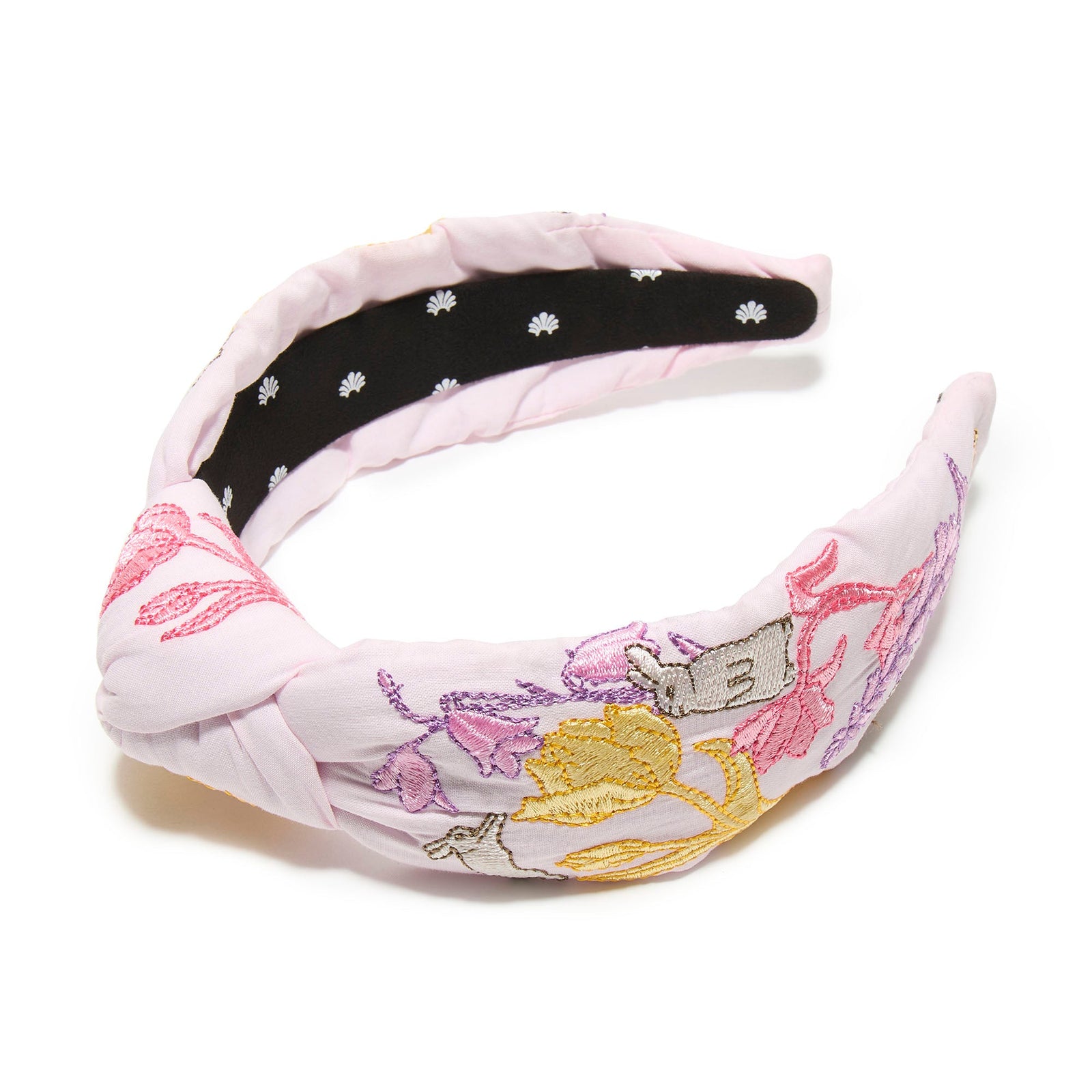 Lele Sadoughi HEADBANDS SPRING BLOOMS KNOTTED EASTER BUNNIES EMBROIDERED HEADBAND