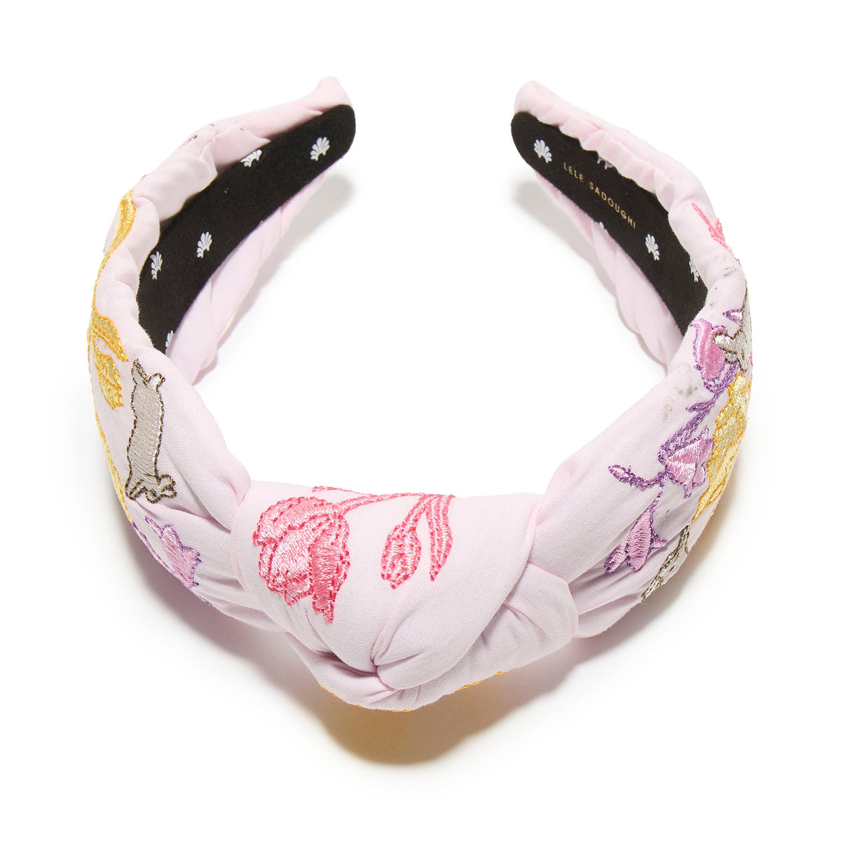 Lele Sadoughi HEADBANDS SPRING BLOOMS KNOTTED EASTER BUNNIES EMBROIDERED HEADBAND