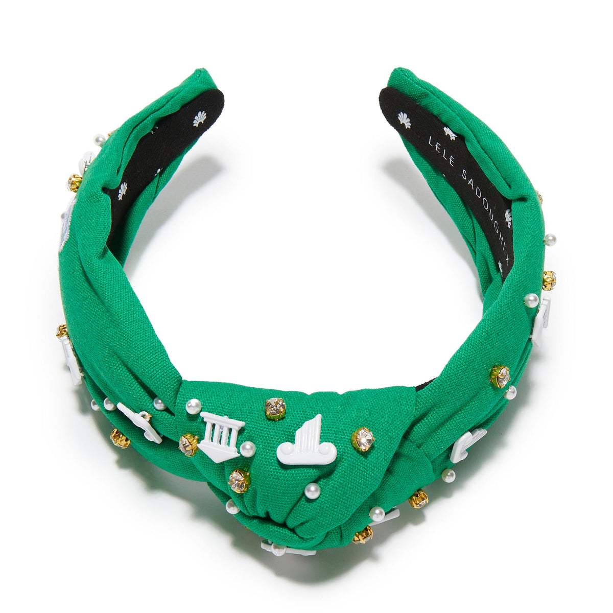 LELE SADOUGHI HEADBANDS SUPPORT GREEN ALPHA EPSILON PHI KNOTTED HEADBAND