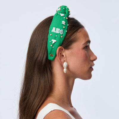 LELE SADOUGHI HEADBANDS SUPPORT GREEN ALPHA EPSILON PHI KNOTTED HEADBAND
