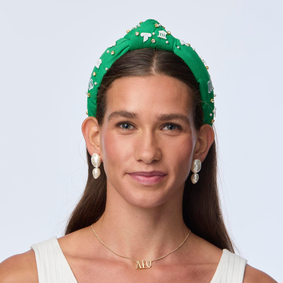 LELE SADOUGHI HEADBANDS SUPPORT GREEN ALPHA EPSILON PHI KNOTTED HEADBAND