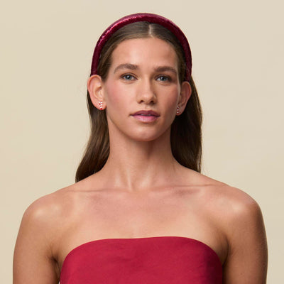 Lele Sadoughi HEADBANDS TAPESTRY RED CHARLOTTE LIQUID VELVET HEADBAND