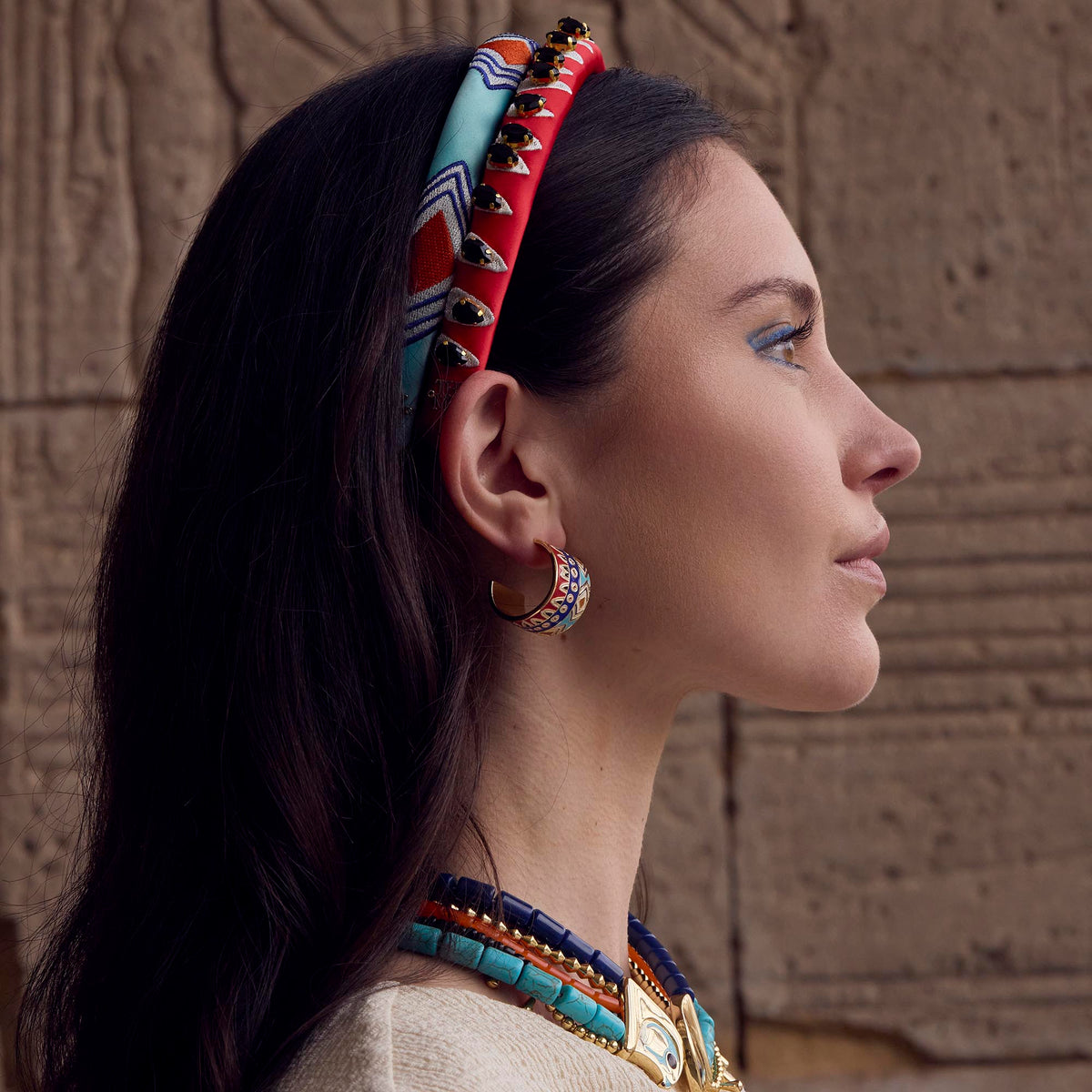 Lele Sadoughi HEADBANDS THE MET X LELE CARNELIAN GIGI EGYPTIAN EMBELLISHED HEADBAND