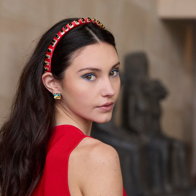 Lele Sadoughi HEADBANDS THE MET X LELE CARNELIAN GIGI EGYPTIAN EMBELLISHED HEADBAND
