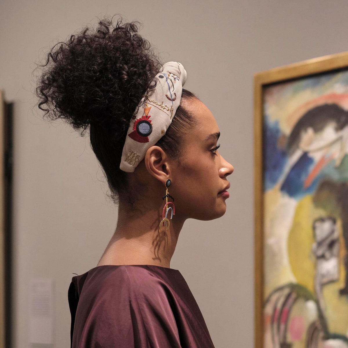 Lele Sadoughi HEADBANDS THE MET X LELE KANDINSKY VIOLETT KNOTTED EMBROIDERED HEADBAND