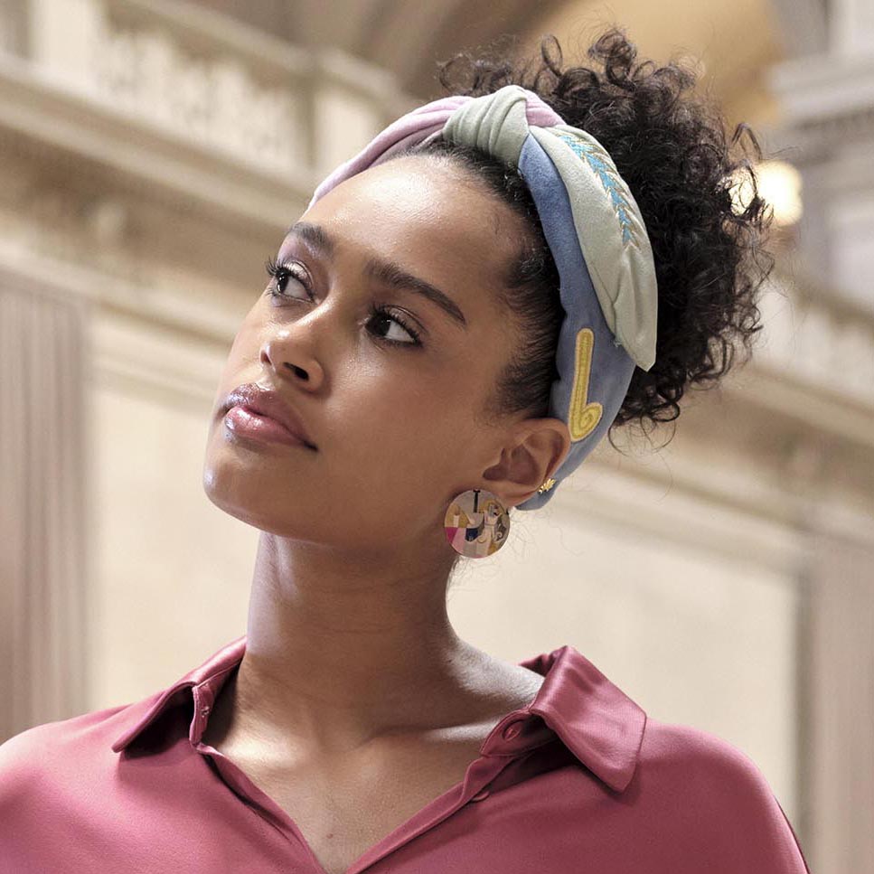 Lele Sadoughi HEADBANDS THE MET X LELE KLEE BLACK COLUMNS IN A LANDSCAPE VERONICA EMBROIDERED HEADBAND