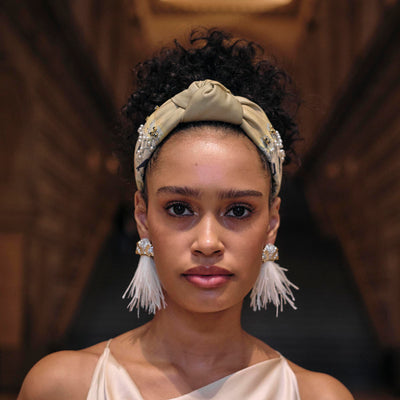 Lele Sadoughi HEADBANDS ONE SIZE MADEMOISELLE ELGANTINE THE MET X LELE KNOTTED TOULOUSE EMBELLISHED HEADBAND