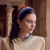 Lele Sadoughi HEADBANDS THE MET X LELE TURQUOISE GIGI EGYPTIAN EMBROIDERED HEADBAND