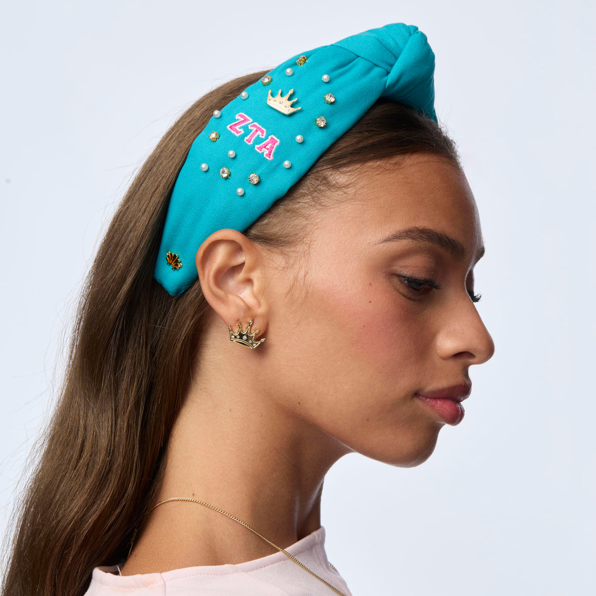 LELE SADOUGHI HEADBANDS TURQUOISE ZETA TAU ALPHA KNOTTED HEADBAND