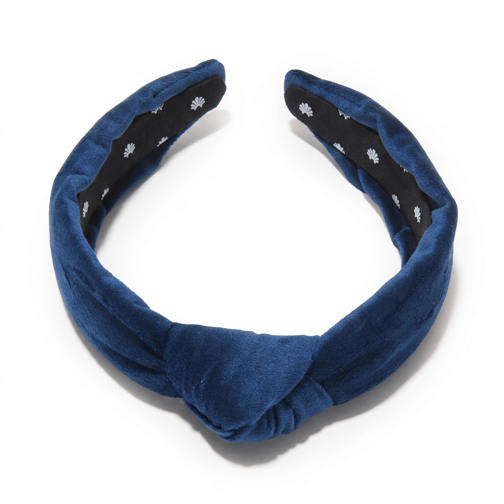 Lele Sadoughi HEADBANDS ULTA STYLES FOR LELE NAVY VELVET SLIM KNOTTED HEADBAND