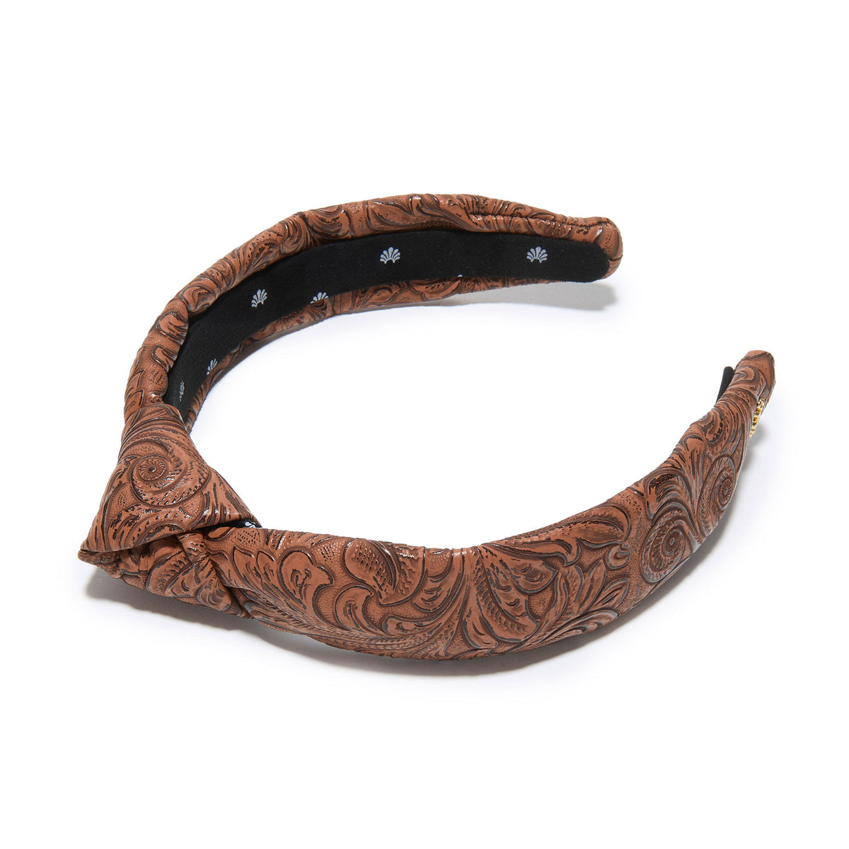 Lele Sadoughi HEADBANDS WALNUT SLIM KNOTTED TOOLED FAUX LEATHER HEADBAND