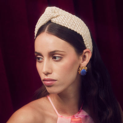 Lele Sadoughi HEADBANDS WHITE WASH RAFFIA GRETA HEADBAND